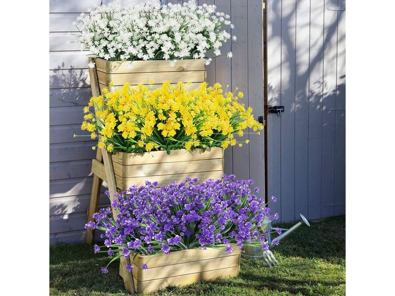  Plante fleurie artificielle　plantes et fleurs artificielles d'extérieur résistantes aux uv - violet 8pcs  - Conforama D