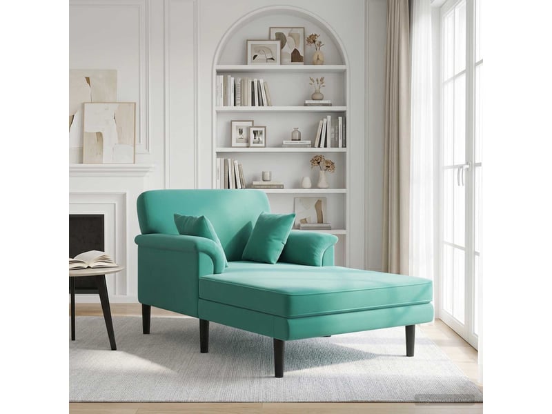  Chaise longue, chaise de salon turquoise velours cf28626  - Conforama B