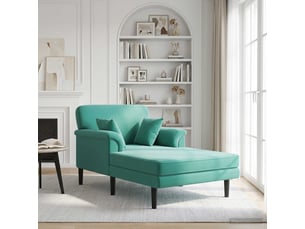 Chaise longue, chaise de salon turquoise velours cf28626