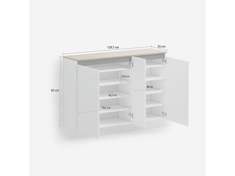  Meuble à chaussures gain de place 3 portes en mélaminé zippo  - Conforama E