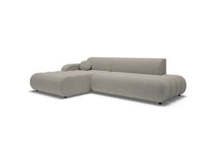 Canapé d'angle gauche convertible SELSEY Arione 3 places Tissu taupe avec coffre de rangement