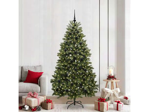 Sapin de noël - arbre de noël artificiel 210 cm 300 led blanc chaud vert