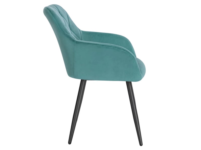  Chaise de salle à manger 44,5x46,5x79 cm avec accoudoirs métal bleu sarcelle  - Conforama D