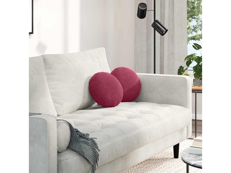  Lot de 2 coussins de siège, coussins décoratifs velours bordeaux ø30 x 13 cm cf59886  - Conforama B