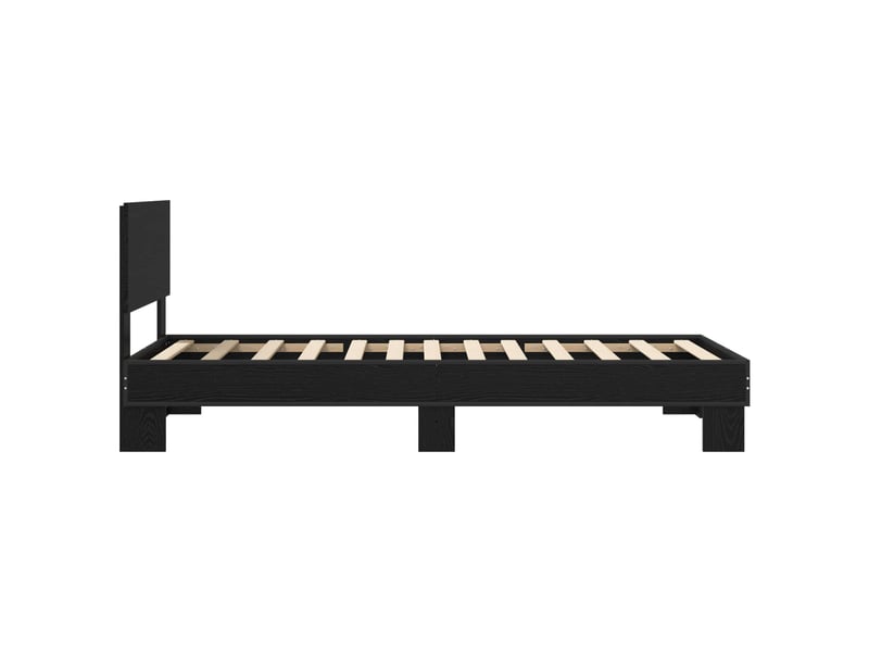  Lit simple- lit adulte -  cadre de lit avec tête de lit chêne noir 80 x 200 cm  - Conforama D
