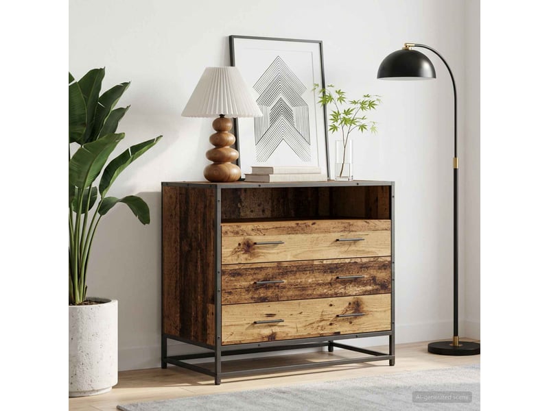  Armoire à tiroirs, commode 3-tiroir bois ancien 70x41x70 cm  - Conforama B