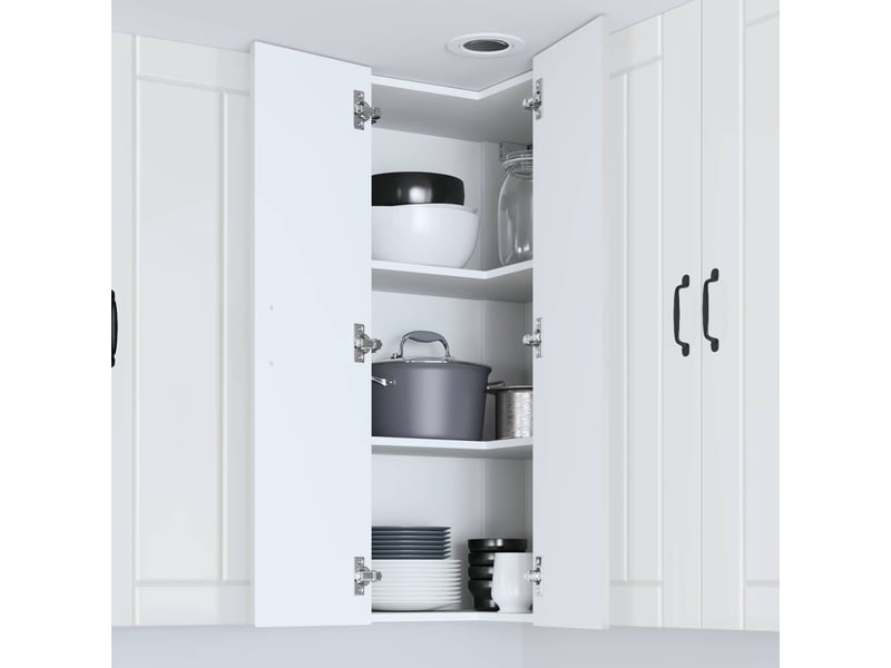Meuble mural de cuisine, armoire d'angle cuisine lucca blanc brillant 57x57x100cm - Conforama D