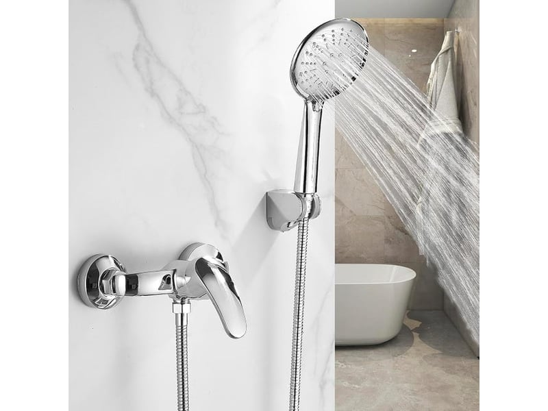  Mitigeur douche chromé - robinet de baignoire mural, design élégant avec raccord g12 pour flexible XLH-ZLS-013695ZLS - Conforama E