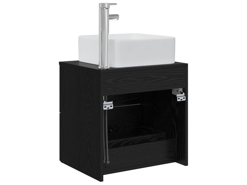  Vanité de lavabo mural, meuble de rangement chêne noir 49.5x41x63 cm  - Conforama E