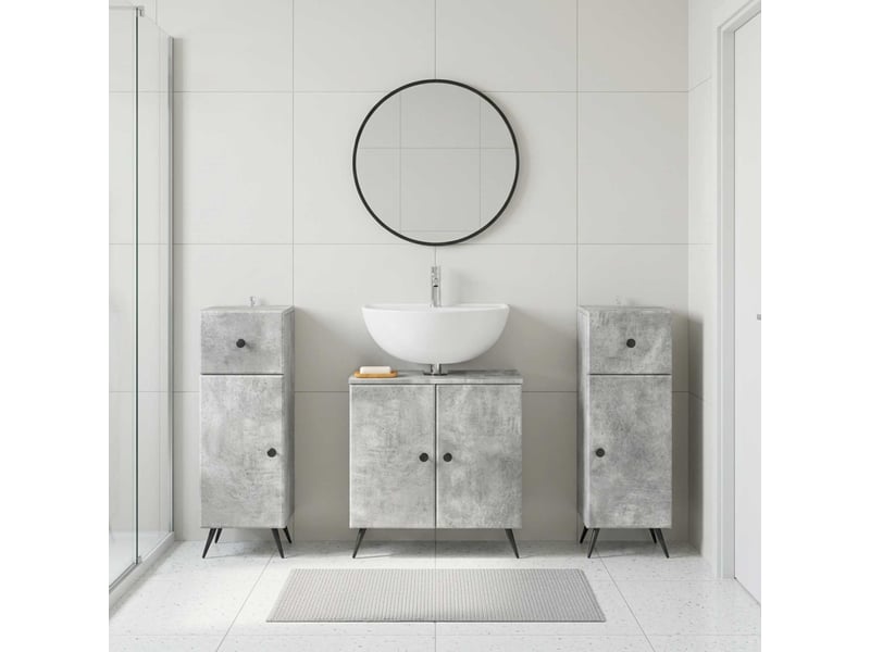 Ensemble de meuble de salle de bain 3 pièces breda gris béton cf63356 - Conforama B