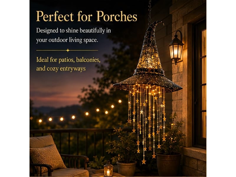  3 pièces décoration halloween suspendue, chapeau de sorcière lumineux led pour porche, entrée, fenêtre, terrasse et jardin  - Conforama C