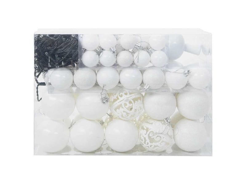  Ensemble de boules de noël 61 pc 150 led blanc chaud ø 6 cm cf61843  - Conforama C