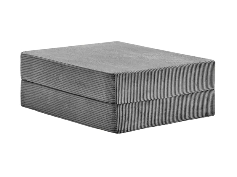  Cosima - pouf en petit velours côtelé gris foncé 100x80x34  - Conforama A