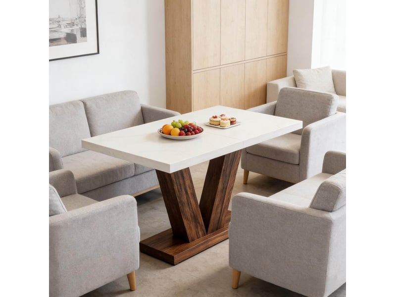  Table de salle à manger rectangulaire fixe pour 6 personnes en bois bicolore style rustique pour cuisine et salon  - Conforama B