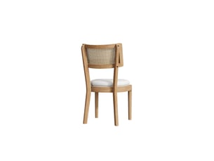 Lot de 2 chaises de salle à manger en bois, rotin et lin coloris bois