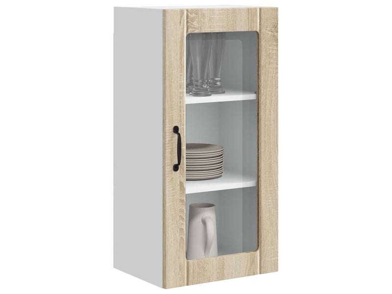 Meuble mural de cuisine, cabinet en verre mural chêne sonoma 40x31x80cm shl9006 - Conforama C