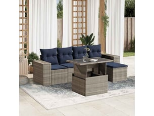 Vidaxl ensemble de canapé de jardin 6 pcs avec coussins gris résine tressée