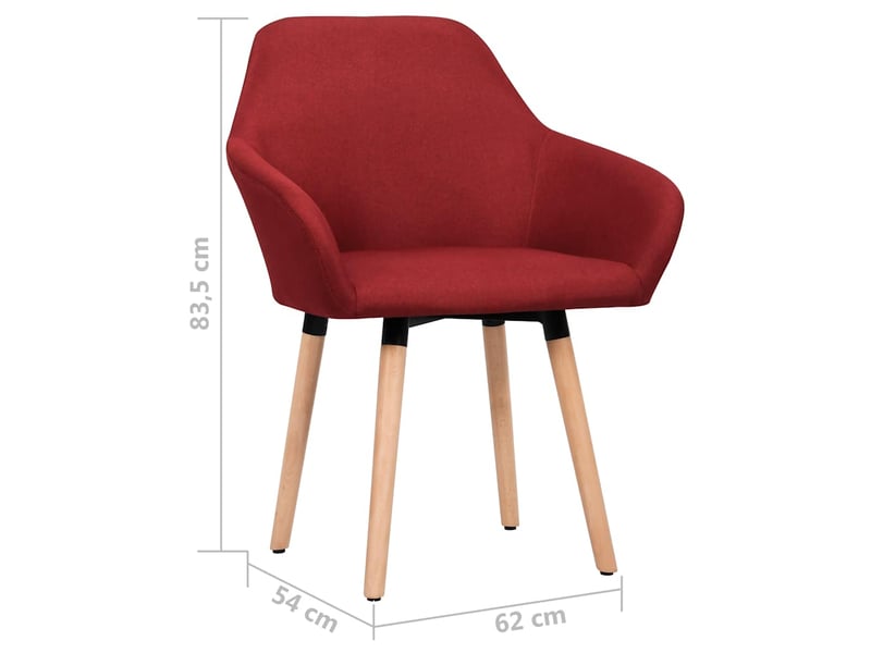  Vidaxl chaises à manger lot de 2 rouge bordeaux tissu  - Conforama C
