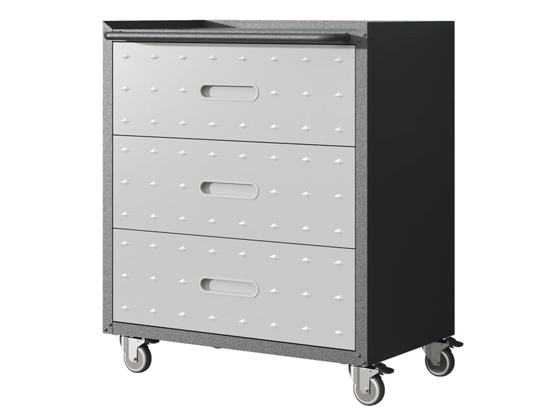  Armoire à outils métallique sur roulettes 75 x 42 x 88 cm noir et gris, 3 tiroirs pour garage et bureau  - Conforama D