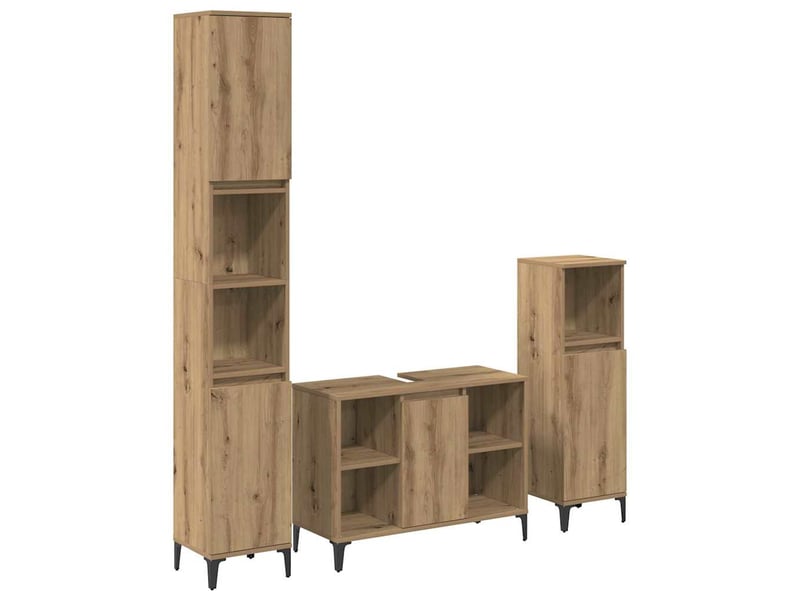Ensemble de mobilier de salle de bain 3 pièces chêne artisanal cf64448 - Conforama A