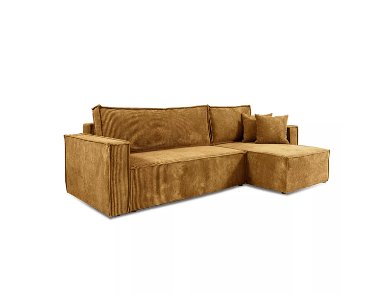  Canapé d'angle convertible cord jimmy jaune  - Conforama A
