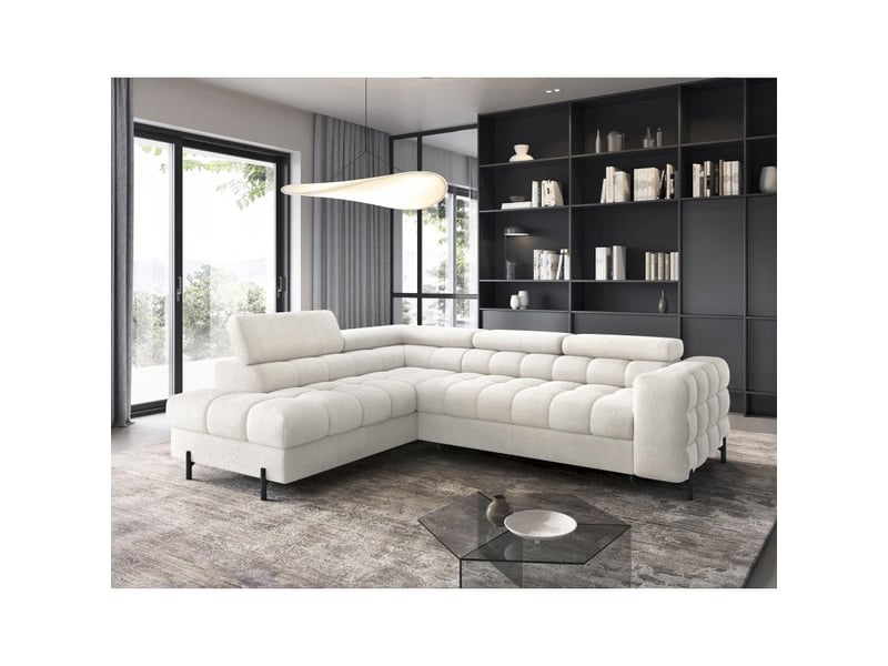  Canapé d'angle gauche convertible blanc alpin 5 places ferrum avec couchage 276x93x200cm  - Conforama E