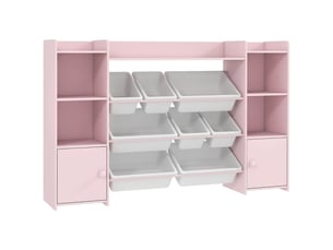 Étagère rangement enfant rose, jouets et livres, 8 bacs amovibles, organisation chambre enfant