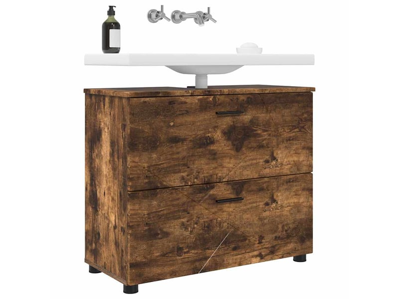 Cabinet de salle de bain, armoire salle de bain chêne fumé 76,5 x 35 x 64 cm cf65315 - Conforama C