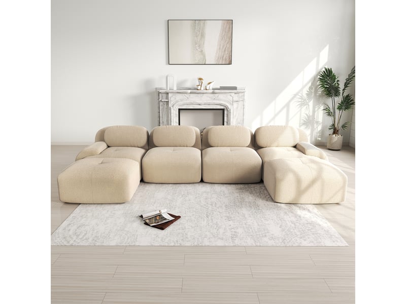  Canapé modulable, canapé de salon, en velours, beige, sans montage, sans structure, chambre, pour salon  - Conforama C