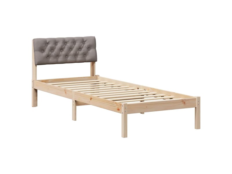 Lit simple- lit adulte - cadre de lit marron et taupe 80 x 200 cm bois massif en pin - Conforama A
