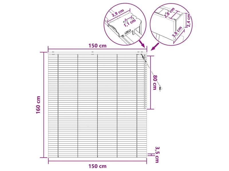  Store vénitien, store de fenêtre aspect chêne 150 x 160 cm 35 mm cf47635  - Conforama E