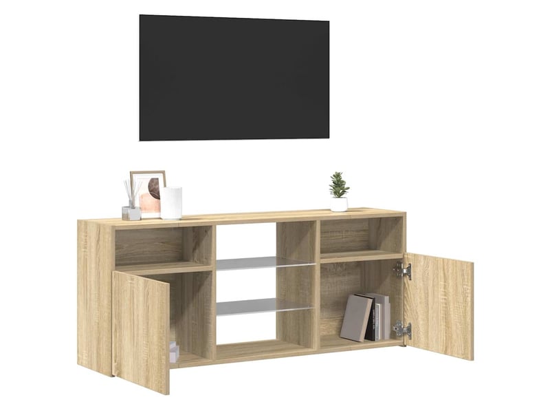  Meuble tv - banc tv - meuble de rangement avec lumières led chêne sonoma 120x30x50 cm  - Conforama E