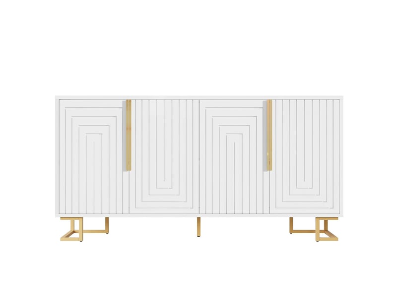  Buffet 2 portes 4 compartiments en mdf pieds en métal 152 x 40 x 75 cm  - Conforama A