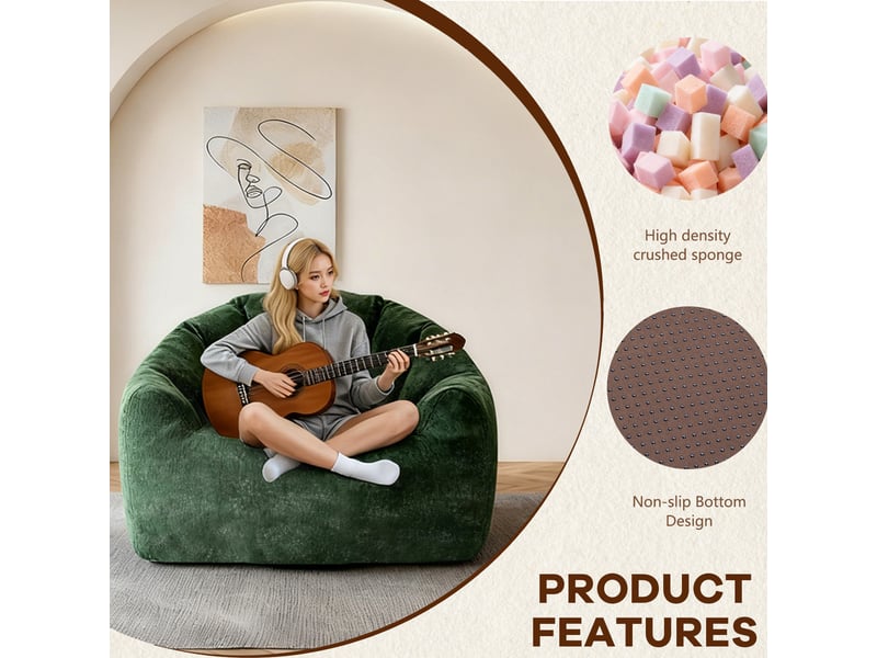 Pouf rond en flanelle vert T3800P467955 - Conforama E