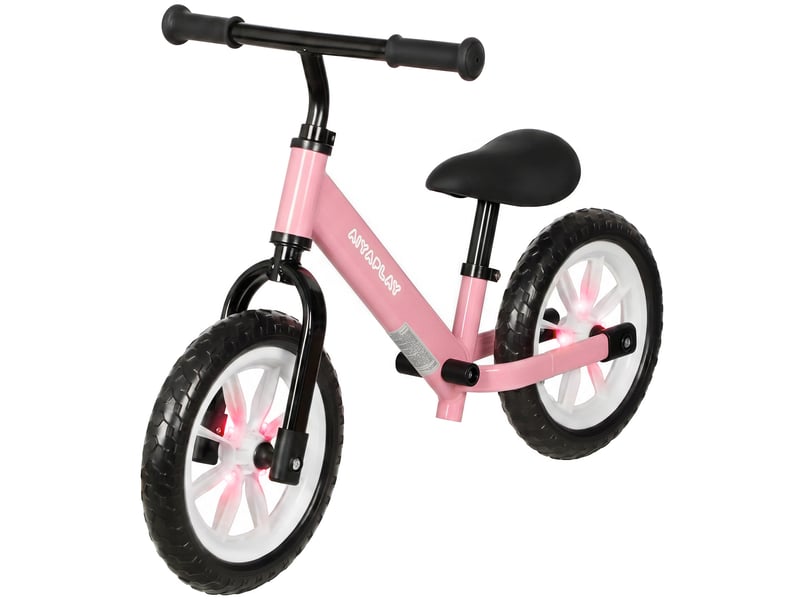  Draisienne enfant 2-5 ans, roues lumineuses, siège guidon réglables, pneus eva silencieux, charge 50kg, 84x40x57cm, rose  - Conforama B