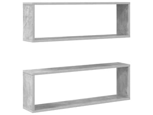 Lot de 2 étagères cube murales, armoires de rangement gris béton bois d'ingénierie cf42737