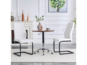 Chaises de salle à manger lot de 2 dossier haut  - métal antidérapant, simili cuir blanc et noir