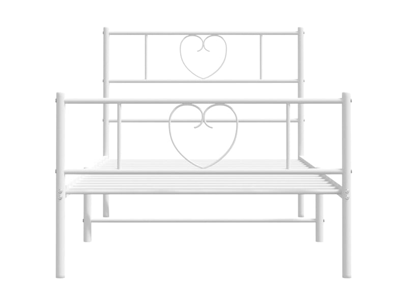  Lit simple- lit adulte -  cadre de lit métal sans matelas avec pied de lit blanc 90x190cm  - Conforama C