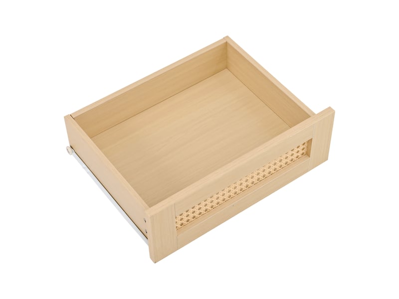 Meuble tv ovale table tv 2 tiroirs rotin 2 portes coulissantes tv 70 pouces chêne clair - Conforama R