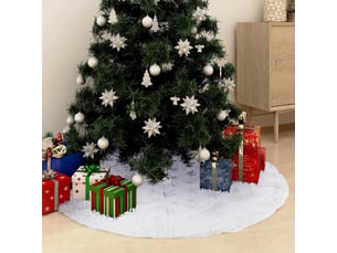 Jupe de sapin de noël de luxe blanche 122 cm en fausse fourrure