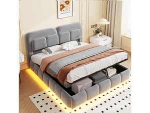 Lit coffre 140x200 cm <strong>OOIILLEE</strong>  <strong></strong> coloris gris