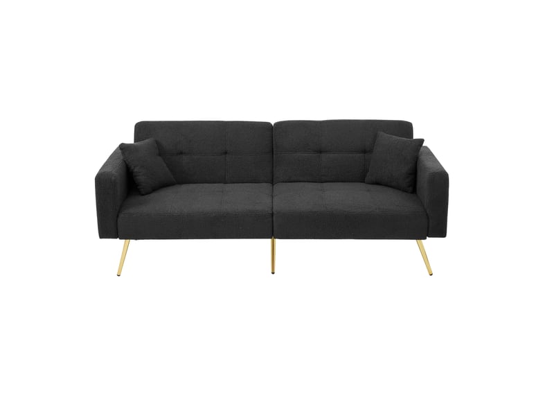 Canapé convertible avec fonction lit et angle réglable – pieds dorés, coussins et poches de rangement latérales  - Conforama A
