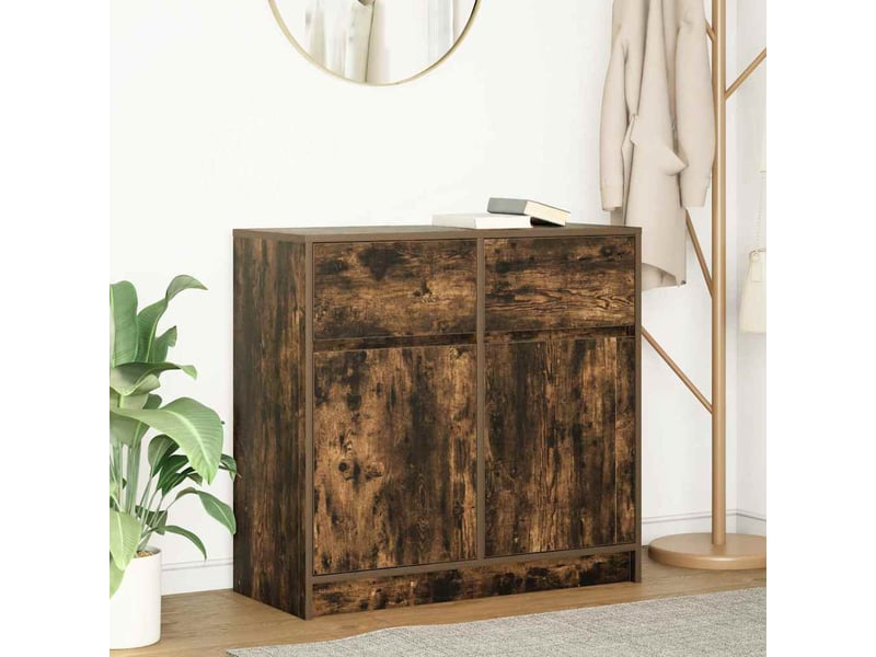  Buffet - bahut - meuble de rangement avec tiroir chêne fumé 80x34x76 cm bois d'ingénierie  - Conforama B