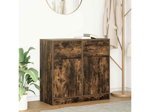 Buffet - bahut - meuble de rangement avec tiroir chêne fumé 80x34x76 cm bois d'ingénierie