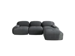 Canapé d'angle modulable en velours côtelé, gris, 298 x 178 x 70 cm