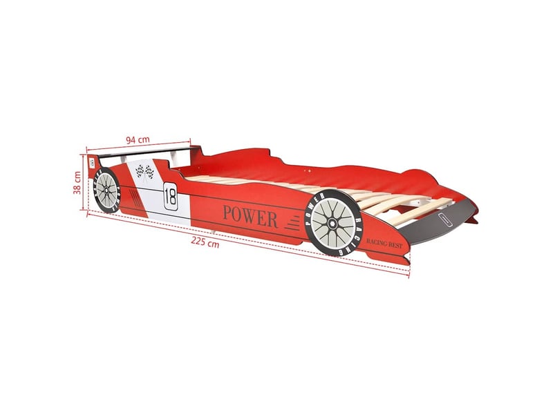 Vidaxl lit voiture de course pour enfants 90 x 200 cm rouge 244464 - Conforama C