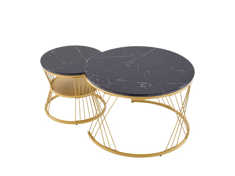 Table basse ronde ensembles mdf noir et doré - Conforama W