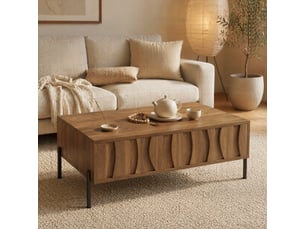 Table basse rectangulaire coloris naturel STILVORA  - 55 cmx105 cm