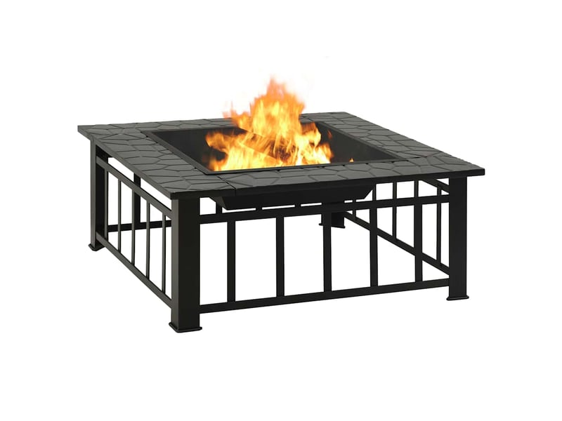  Foyer de jardin avec tisonnier 81x81x47 cm xxl acier  - Conforama D