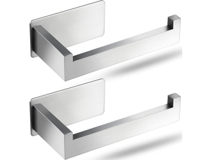 Porte-papier toilette, porte-rouleau de papier toilette adhésif, porte-papier toilette en acier inoxydable sus 304 (2 pièces, argent)
